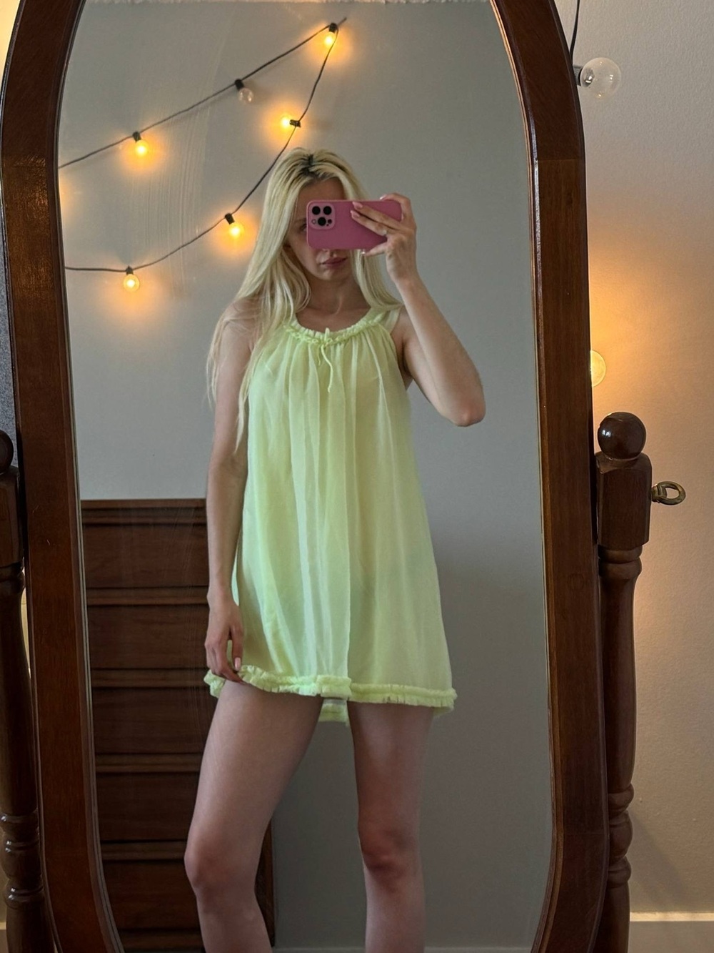 Vintage Light Green Sheer Nightie Slip - Women Intimates & Sleepwear